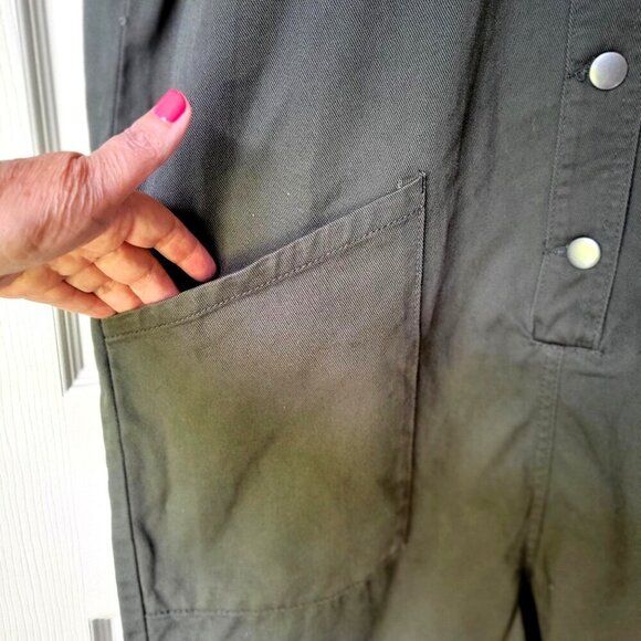 GB Army Olive green Button-Front Romper Jumpsuit Short Sleeve -L - Picture 7 of 9